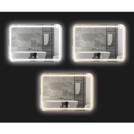 Miroir LED à l'avant, anti buée, 3 couleurs, rectangle / Diam. 60x80cm