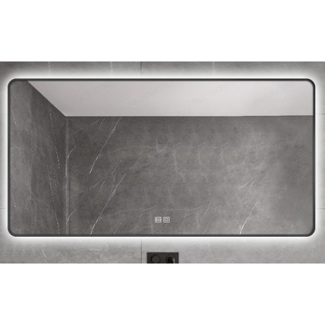 Miroir rétroéclairage LED encadré, anti buée, rectangle / Diam. 60x100cm
