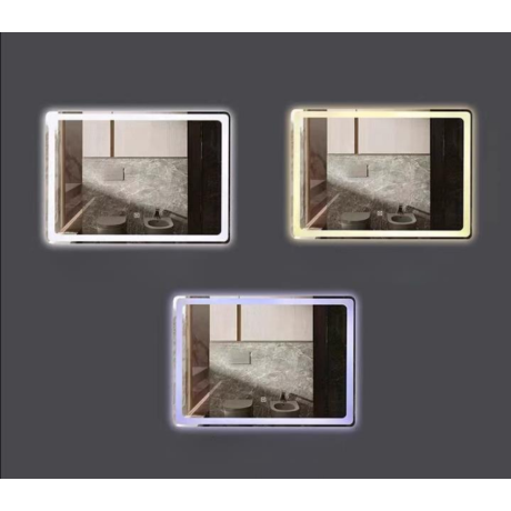 Miroir LED à l'avant, 3 couleurs, rectangle / Diam. 60x80cm